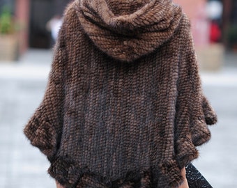 Mink Fur Poncho/cape Knitted Fur Poncho 