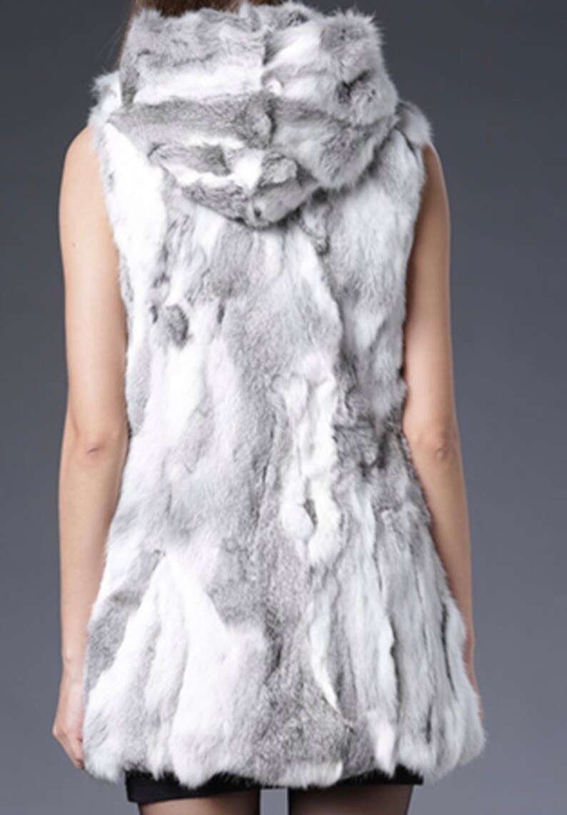 Real Rabbit Fur Vest with Hood Real Fur Vest.