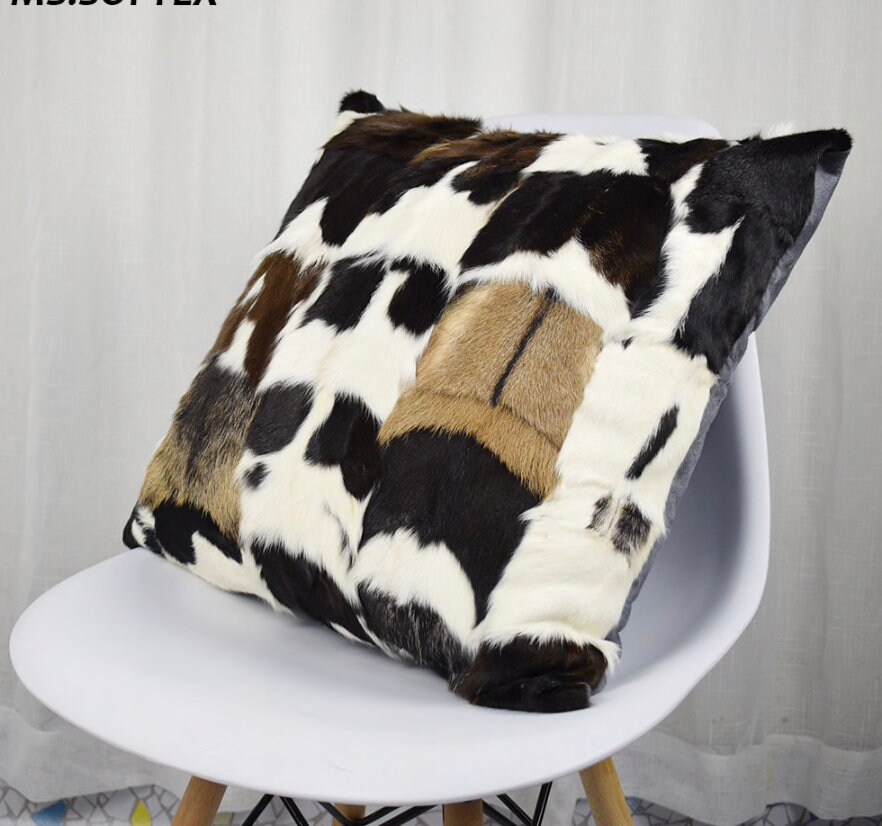 Red Goat Pillow Red Goat Fur Pillow Red Goat Hair Pillow Red Leather Hide Throw Pillow