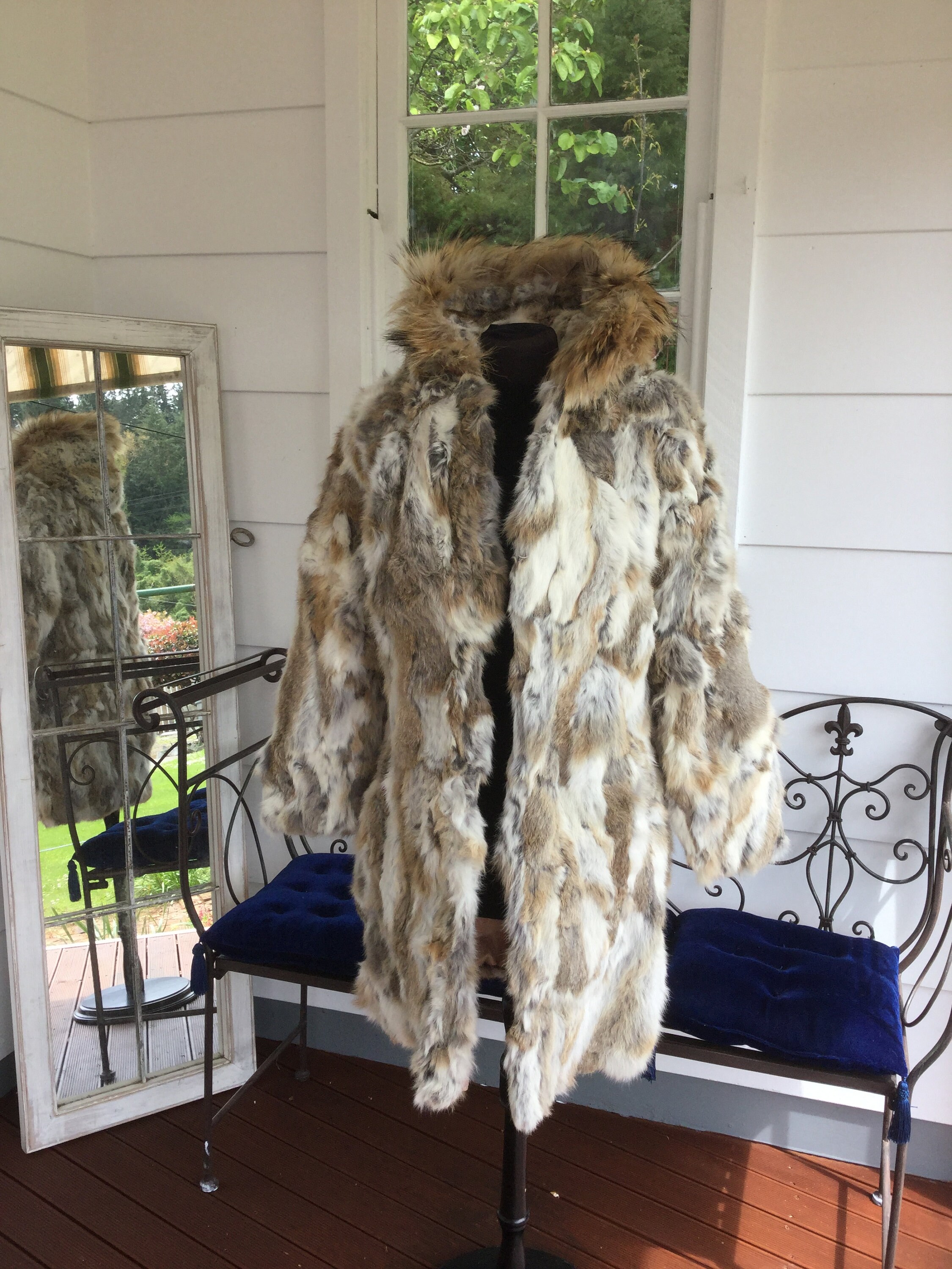 rabbit fur hooded jacket