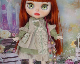 Custom Blythe doll orange hair sleepy eyes by Daniela Mar