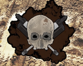 Offroad skull and resevoir shocks crossbones vinyl sticker 4” jeep, lifted trucks.