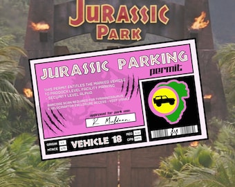 Jurassic Parking Permit 4” Pink - Jurassic Park inspired Jeep/truck sticker