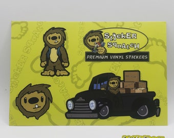 Sticker Squatch Classics - 4x6 sticker sheet with 4 vinyl stickers to peel off
