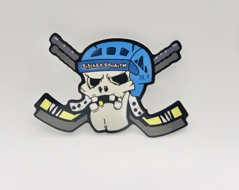 Hockey skull and crossbones 3” vinyl sticker