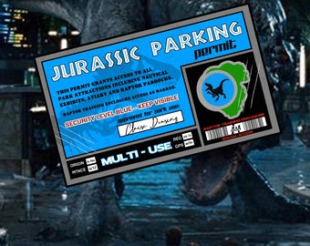Jurassic parking sticker - jurassic world inspired 4” car/truck sticker - non vehicle specific version