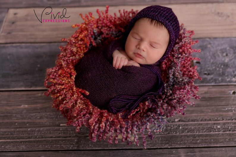 Purple Stretchy Wrap Newborn Photo Prop Newborn Stretch Knit Etsy