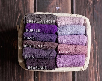 Purple Stretchy Wrap Newborn Photo Prop, Newborn Stretch Knit Wrap