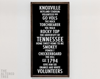 University of Tennessee sign | UT Vols sign Knoxville TN Go Volunteers Smokey Rocky Top Football Man Cave Wall Art Home Decor Gifts Signs