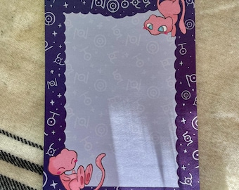 Mew and Unown Notes, 50 page tear sheet, 5x7" Notepad