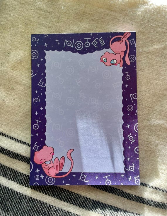 Mew and Unown Notes, 50 page tear sheet, 5x7" Notepad
