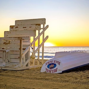 Jersey Shore Prints, Belmar Beach, Belmar NJ, Colors, Beach, Beach Photography, Lifeguard Stand, Boats, NJ, Beach Prints Active