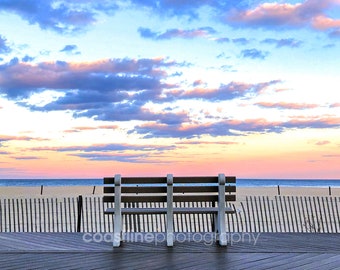 Belmar NJ, banc, promenade, art mural New Jersey, Belmar, Photos de la côte du New Jersey, Art du New Jersey, Photos du NJ, vintage Jersey Shore