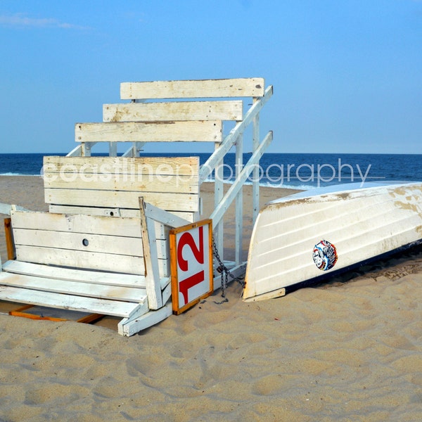 Manasquan, Jersey Shore Prints, Fine Art Print, Colors, Beach, Beach Photography, Lifeguard Stand, Boats, Ocean Prints, NJ, Beach Prints