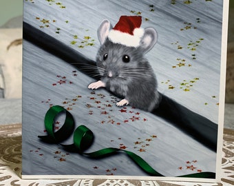 15cm Square Christmas Mouse Card