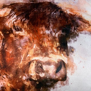 Highland Cattle in water colour, cushion image 2