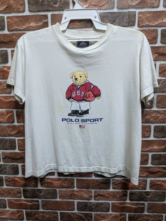 Vintage Polo Sport Bear USA Ralph Laurent Crop Off