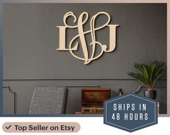 Wood Monogram wScalloped Border Nursery Decor Wooden Monogram Wall Hanging Letters Monogram Door Hanger 26 Wedding Guest Book Sign