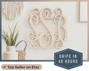 Wooden Monogram - Wall Hanging -Door Hanger - Wedding Monogram - Nursery Monogram - Wooden Initials - Bridal Shower Gift - 3 letter Monogram