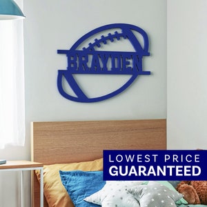 Football Name Sign, Wood Monogram, Monogram Door Hanger, American Football, Nursery Monogram, Wooden Name, Personalized Football Name Sign