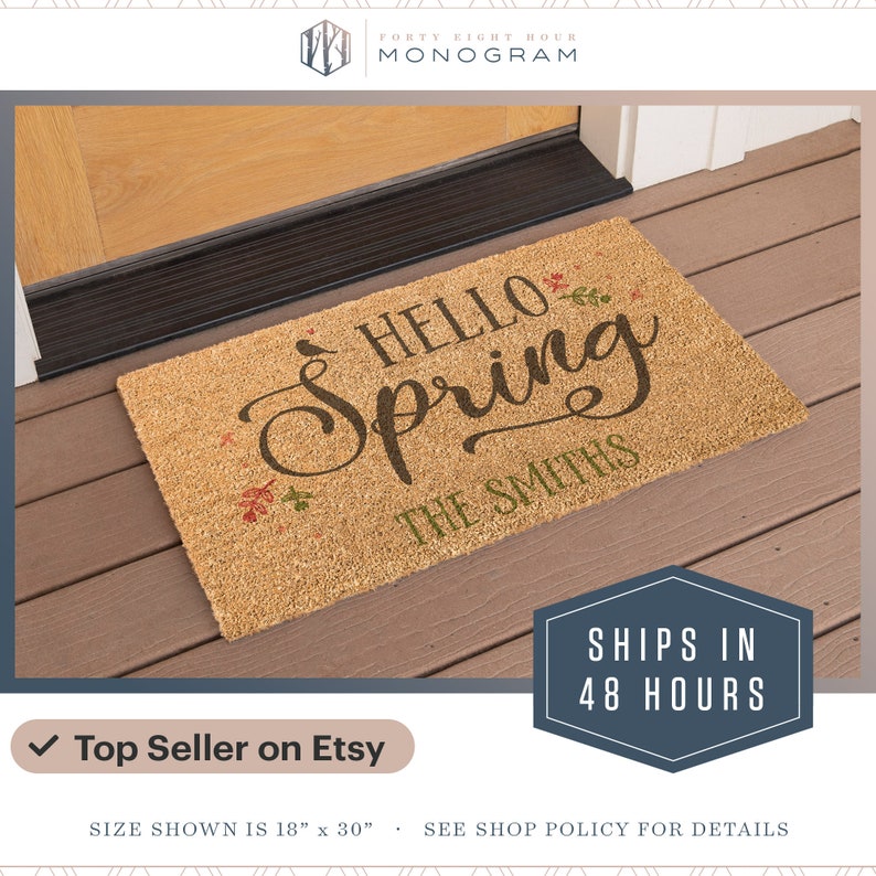 Ships in 48 Hours Easter Decor Welcome Doormat Personalized Doormat Top Seller Front Door Mat Custom Doormat Spring Easter
