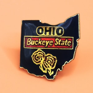 Ohio Buckeye State USA Vintage Enamel Lapel Pin