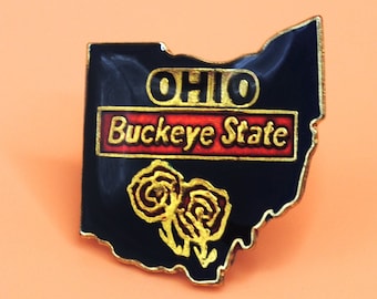 Vintage geëmailleerde reversspeld Ohio Buckeye State VS
