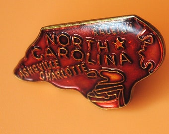 North Carolina Vintage Enamel Lapel Pin USA Red