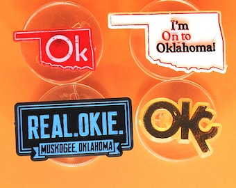 Juego de 4 pines de plástico vintage de Oklahoma