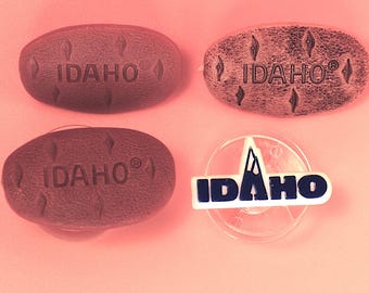 Juego de 4 pines vintage de plástico con diseño de patata de Idaho