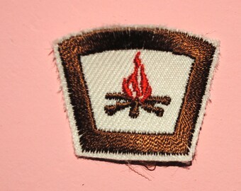 Campfire Campout Camper Camping Bonfire Mini Vintage Scout Badge Patch