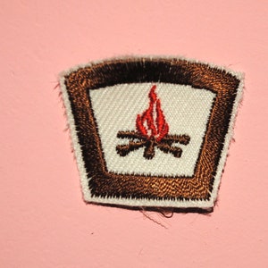 Campfire Campout Camper Camping Bonfire Mini Vintage Scout Badge Patch