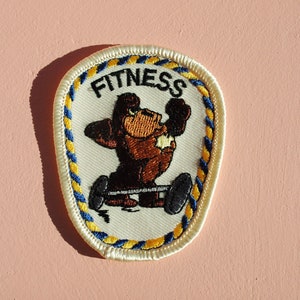 Fitness Ape Gorilla Monkey Weight Lifting Barbell Vintage Patch