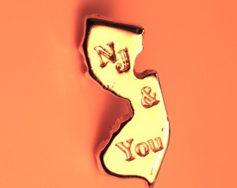 New Jersey and You Vintage Gold Enamel Lapel Pin