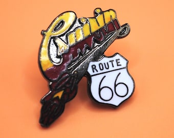 Cruisin Route 66 Motorcycle Road Trip USA Vintage Enamel Lapel Pin