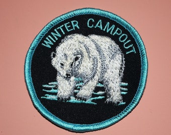 Winter Campout Polar Bear Camping Vintage Snow Scout Patch