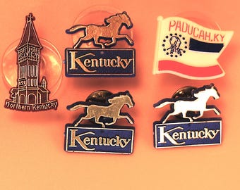 Juego de 5 broches vintage de plástico Kentucky Paducah