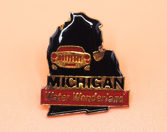 Michigan Water Wonderland Vintage USA staat Emaille Revers Pin