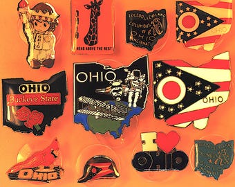 ELIGE UNO Ohio Toledo Cleveland Columbus Cardinal Space Buckeye Charm USA Pin de solapa de esmalte vintage