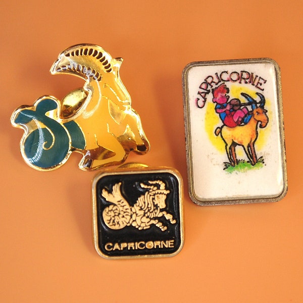 Capricorn Zodiac Vintage Enamel Lapel Pin
