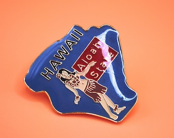 Hawaii Aloha State USA Blue Hula Enamel Lapel Pin