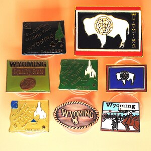 PICK ONE Wyoming Flag Enamel Lapel Pin Bison Buffalo