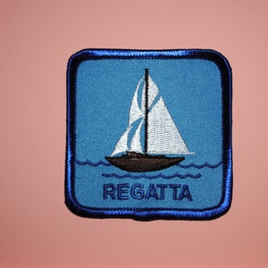 Regatta Sailboat Sailing Yatch Boat Ship Windjammer schooner Vintage Patch Badge