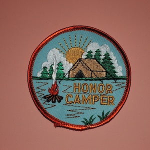 Honor Camper Tent Camping Vintage Scout Patch