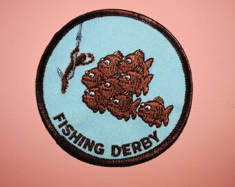 School of Fishing derby Vintage Scout Patch fisherman