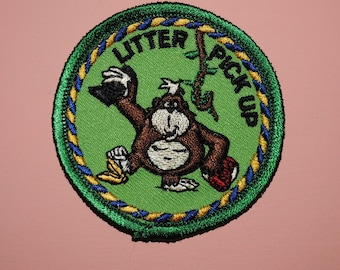 Litter Gorilla Ape Garbage Recycle Monkey Vintage Patch
