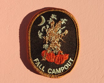 Herfst Campout Pompoen Cresent Moon Vintage Patch