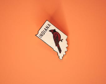 Spilla da bavero in argento smaltato Indiana Cardinal