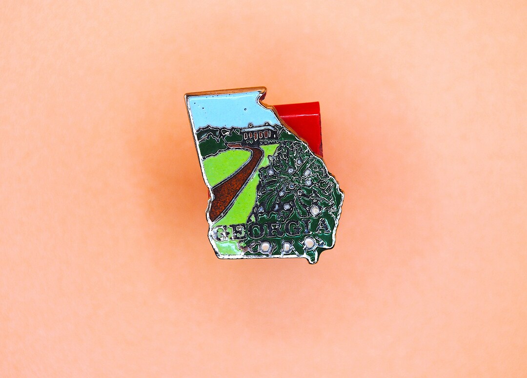 Georgia State Pin Georgia GA Atlanta USA Peach State Vintage Enamel Lapel Pin - Etsy