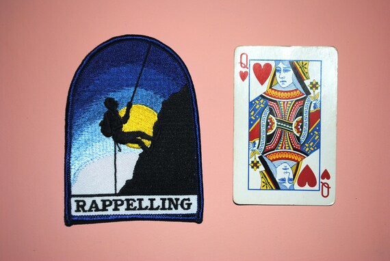 Rappelling Mountain Climber Rock Climb Patch - Gem